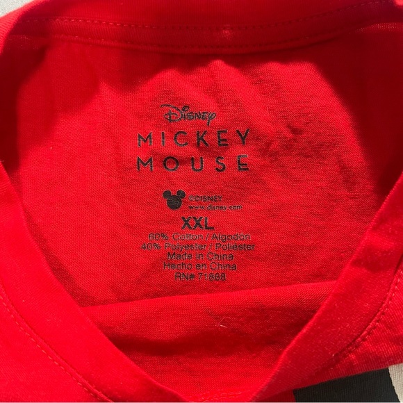 Disney Mickey Minnie Mouse Print Cropped Crew Neck Long Sleeves red tee SZ XXL - Picture 10 of 16
